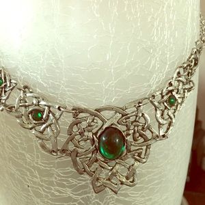 Silver and emerald necklace